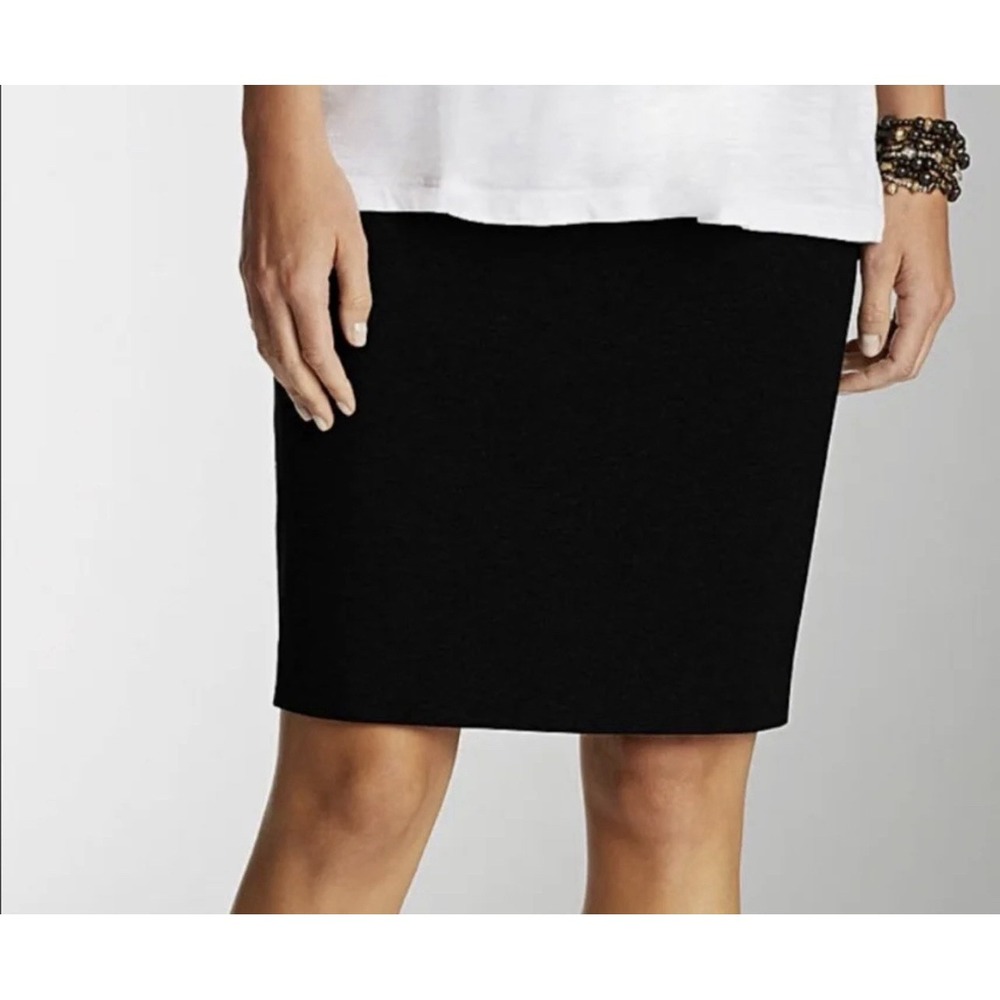J Jill Pencil Skirt Womens Size Large Black Ponte Stretch Corpcore Career Work